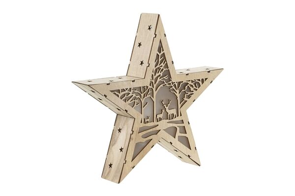  Holzstern mit Weihnachtskulisse