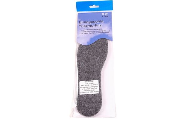  Einlegesohle Filz 36/37- 44/45