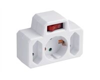 Zwischenstecker 2+1 mit Schalter (weiß)