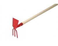 Doppelhacke 3 Zinken, flach mit Stiel (rot)