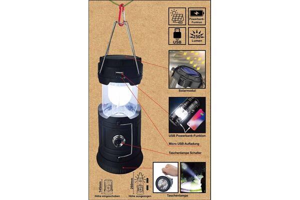  Solar-Lampe mit LED, ausziehbar