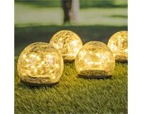 LED-Solarlampen, Crackle Glas, 4er-Set