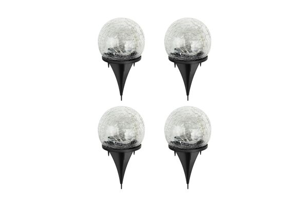  LED-Solarlampen, Crackle Glas, 4er-Set