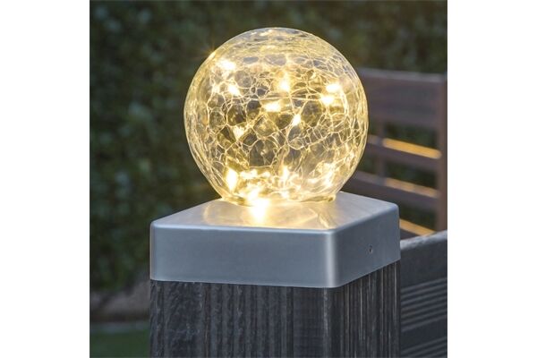  LED-Solar-Zaunbeleuchtung mit Crackle-Glas