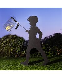 LED-Solar Gartenstecker, Junge mit Kescher