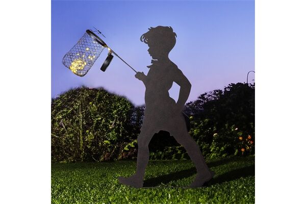  LED-Solar Gartenstecker, Junge mit Kescher