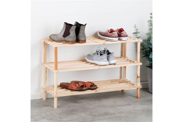  Schuhregal mit 3 Böden, aus Holz