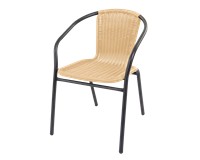 Rattan Bistro-Stuhl, ca. 53 x 60 x 73 cm (dunkelgrau/beige)