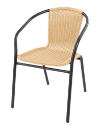 Rattan Bistro-Stuhl, ca. 53 x 60 x 73 cm (dunkelgrau/beige)