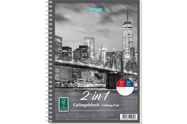 STYLEX Collegeblock, DIN A4, Duo