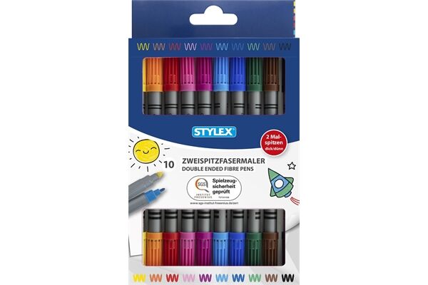 STYLEX Zweispitz-Fasermalstifte, 10 Stück