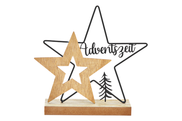 Aufsteller Stern, Adventszeit, 9 x 19 x 5 cm