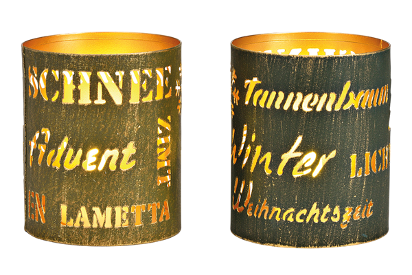 Windlicht mit Schriftzügen Weihnachten