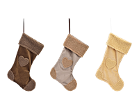 Nikolausstiefel Herz Dekor, Textil, 24 x 37 x 1 cm (hellbraun, braun, beige)