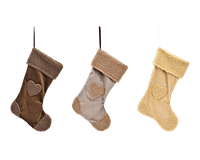 Nikolausstiefel Herz Dekor, Textil, 24 x 37 x 1 cm (hellbraun, braun, beige)