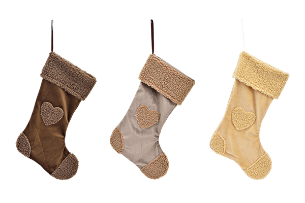  Nikolausstiefel Herz Dekor, Textil, 24 x 37 x 1 cm