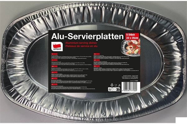  Alu-Servierplatten, 22 x 35 cm, 5 Stück