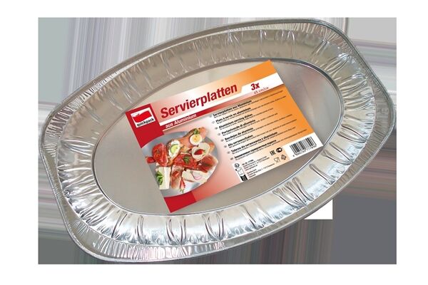  Alu-Servierplatten, 29 x 45 cm, 3 Stück