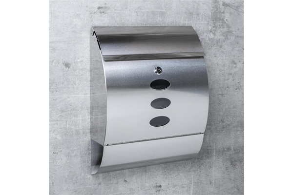 Briefkasten mit Zeitungsfach, Edelstahl 18/8