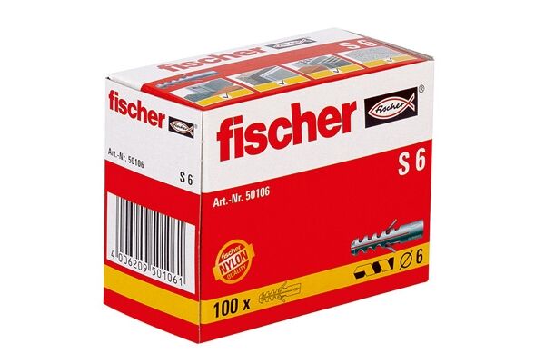 Fischer Dübel Fischer Spreizdübel S 6 x 30, Nylon, 100 St.