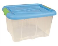 Box mit Deckel, 30 L (blau/transparent)