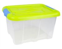 Box mit Deckel, 30 L (grün/transparent)